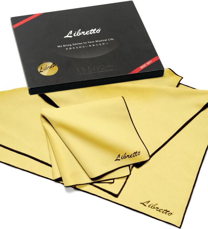 Photo 1 of Libretto Microfiber Polish Cloth for Musical Instrument, 3 Sizes in 1 Pack, Violin and Cello Cleaning Product, Yellow, Lint-Free, Super Soft, Gift, for Piano, Guitar, Trumpet, Saxophone, Laptop.
