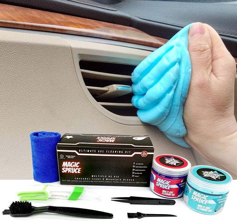 Photo 1 of Car Cleaning Gel Kit Supplies for Car Interior Detailing, 2 Pots Car Slime Cleaner, 4 Anti-Static Detailing Brushes, Vent Cleaner Duster Tools, Auto Dust, Pc Laptop, Keyboard Cleaner Putty
