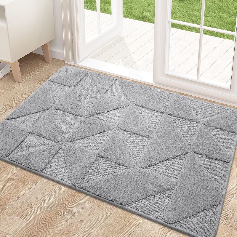 Photo 1 of OLANLY Door Mats Indoor, Non-Slip, Absorbent, Dirt Resist, Entrance Washable Mat, Low-Profile Inside Entry Doormat for Entryway (36x24 inches, Grey)
