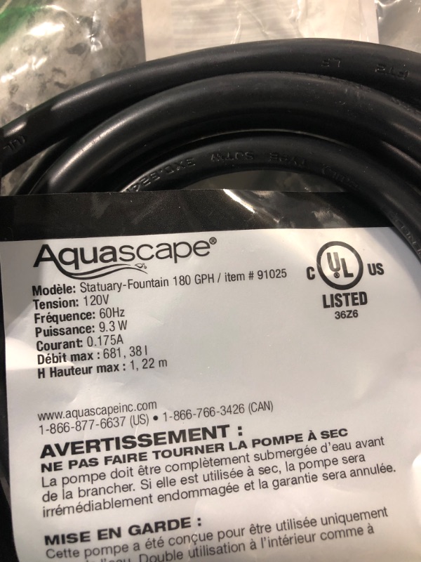 Photo 3 of Aquascape 91025 180 GPH Fountain Water Pump
