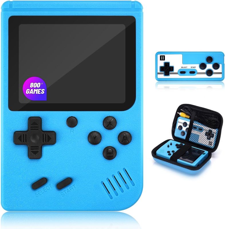 Photo 1 of Handheld Game Console with Classical Retro Single and 2 Players, 3.0 Inch Kids Screen Portable Retro Video Game Console Support TV Connection(Blue-800 Games)
