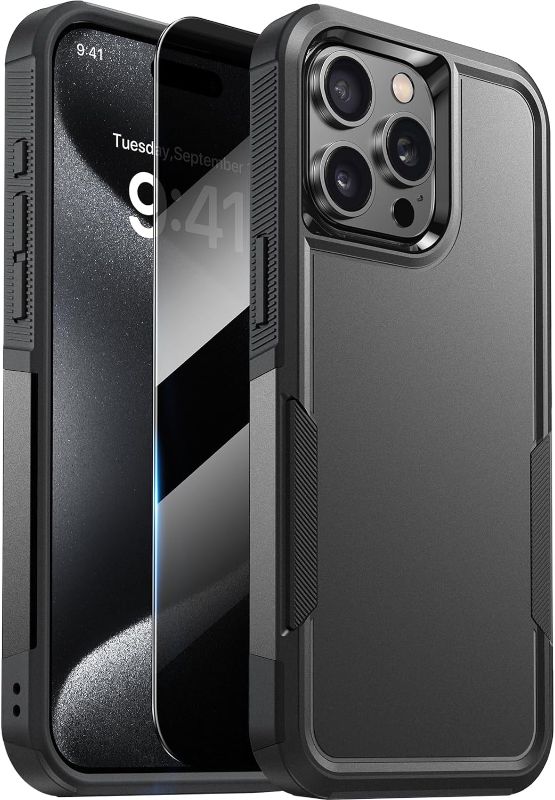 Photo 1 of Diaclara Designed for iPhone 15 Pro Max Case, [with Privacy Screen Protector] [Anti Spy] [Military Grade Drop Protection] Heavy Duty Full-Body Shockproof Phone Case, Black
