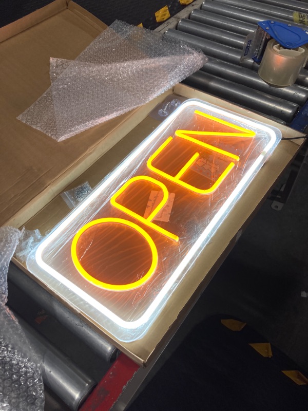 Photo 2 of Open Signs for Business Ultra Bright LED Neon Open Signs 16 Inch Plug In Electric Light Up Open Sign with ON/OFF Switch for Business Storefront Window Glass Door Shop Store Florists Bar Salon Cafes Restaurant Pubs White/Yellow 16 Inch