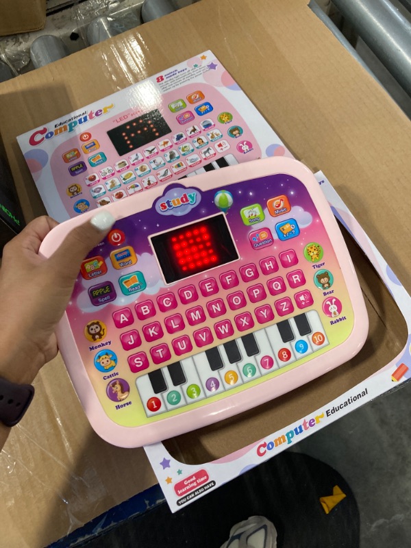 Photo 2 of Kids Tablet Toddler Learning Pad with LED Screen Teach Alphabet Numbers Word Music Math Early Development Interactive Electronic Toy for Boys & Girls 3 Years+ Pink