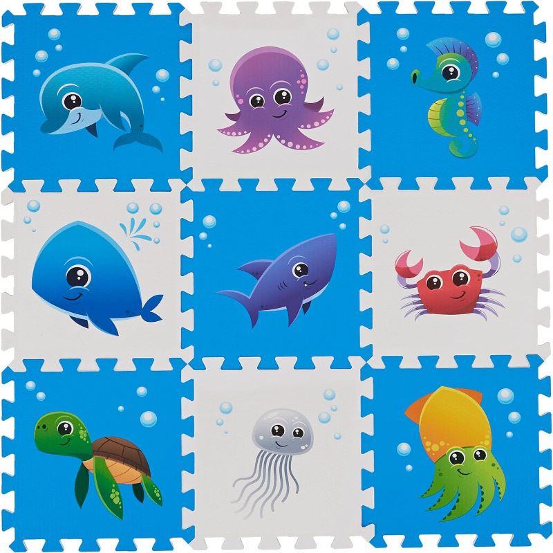 Photo 1 of Puzzle Play Mat, Foam Floor Tiles, Children’s Foam Puzzle Mat Baby Floor Play Mat 34×34 Inches Sea World 9 Pieces
