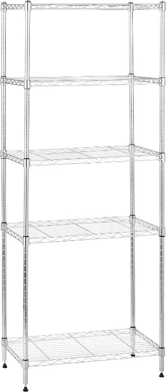 Photo 1 of Amazon Basics 5-Shelf Adjustable, Storage Shelving Unit, (200 Pound Loading Capacity per Shelf), Steel Organizer Wire Rack, 23.2 x 13.4 x 60 inches (LxWxH), Chrome
