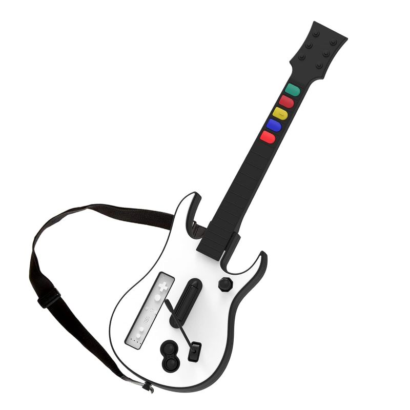 Photo 1 of DOYO Wii Guitar Hero for Wii Controller Wireless, Guitar Hero Controller Compatible with Guitar Hero Wii and Rock Band 2 Games with Strap, White
