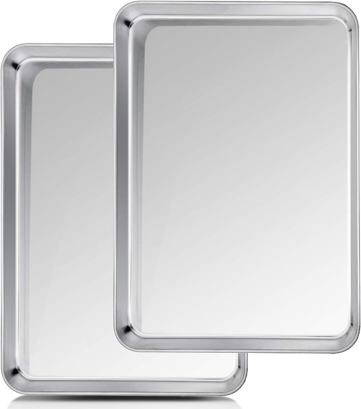 Photo 1 of TeamFar Baking Sheet, 20’’×14’’×1’’, Cookie Sheet Half Sheet Baking Pans Stainless Steel, Non Toxic & Healthy, Heavy Duty & Thick Gauge, Mirror Finish & Dishwasher Safe - 2 Piece
