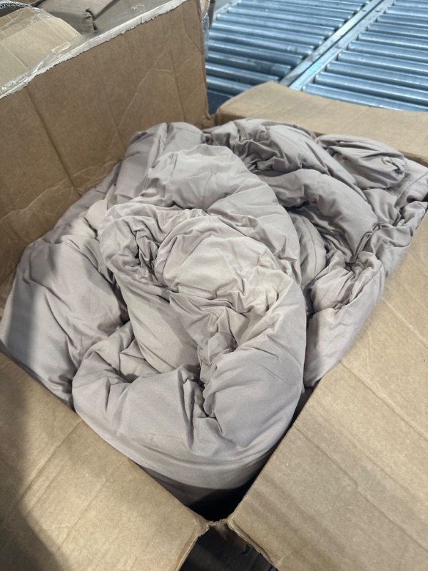 Photo 3 of ****Used*** anika Taupe Comforter Set King Size, 3 Pieces Boys Men Solid Bedding Set & Collections, All Season Fluffy Bed Set (104x90In Comforter & 2 Pillowcases) King (104"x90") Taupe