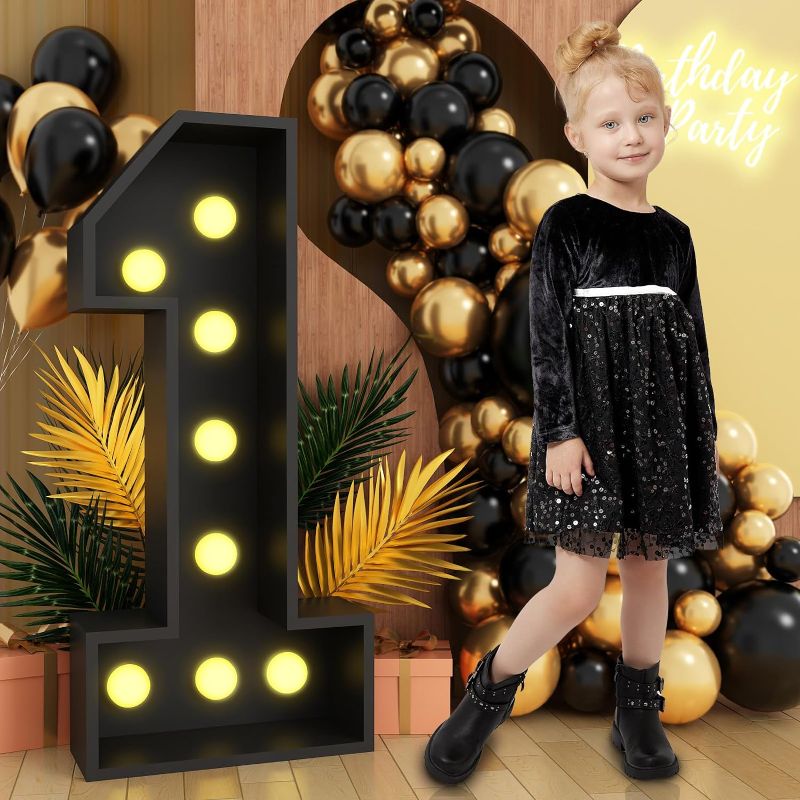 Photo 1 of ** 8**
4FT Marque Light Up Numbers 8, Large Marquee Numbers 1, Black Big Number with Lights Mosaic Frame Letter Pre-Cut Cardboard Decorations for 1st Birthday Party Supplies
