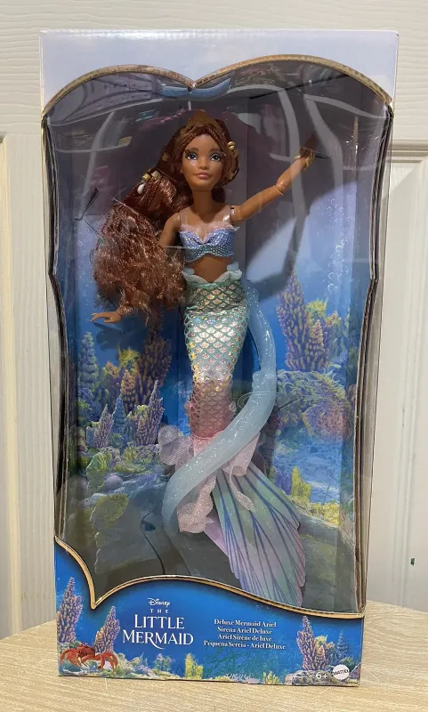 Photo 2 of Disney The Little Mermaid Deluxe Mermaid Ariel Doll with Iridescent Tail Hair
