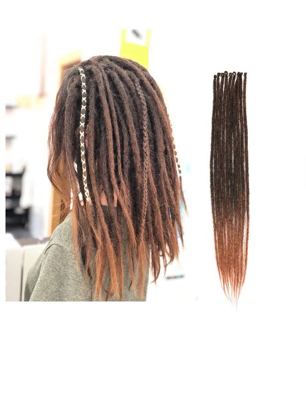 Photo 1 of 24 INCH SINGLE ENDED DREADLOCKS CROCHET HAND MADE EXTENSIONS SYNTHETIC DREADS 2 TONE BLACK TO BROWN(10 STRANDS/PACK, 1B/30) 10 STRANDS/PACK 1B/30
