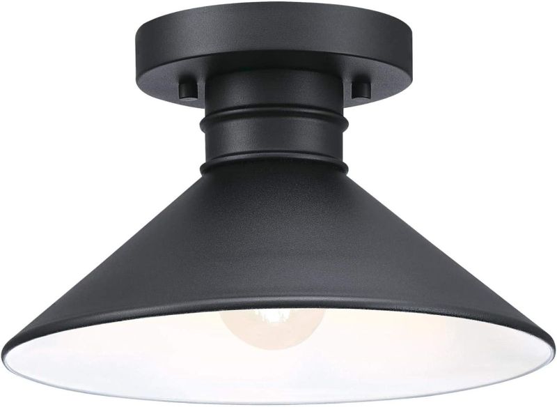 Photo 1 of ****USED*** 
WESTINGHOUSE LIGHTING 6112900 WATTS CREEK 11 INCH RUSTIC/ARTS & CRAFTS ONE-LIGHT OUTDOOR SEMI FLUSH MOUNT CEILING LIGHT, DARK SKY FRIENDLY, TEXTURED BLACK FINISH 