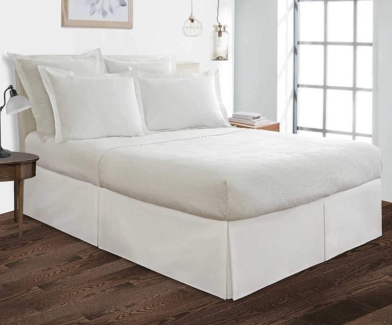 Photo 1 of Cotton Delight Bed Skirt Queen Size 100% Cotton Blended Fabric, Luxurious Tailored Fit 1pc Bedskirt Queen Size 16" Drop Length White Solid Queen 60x80 - 16 Inch Drop White