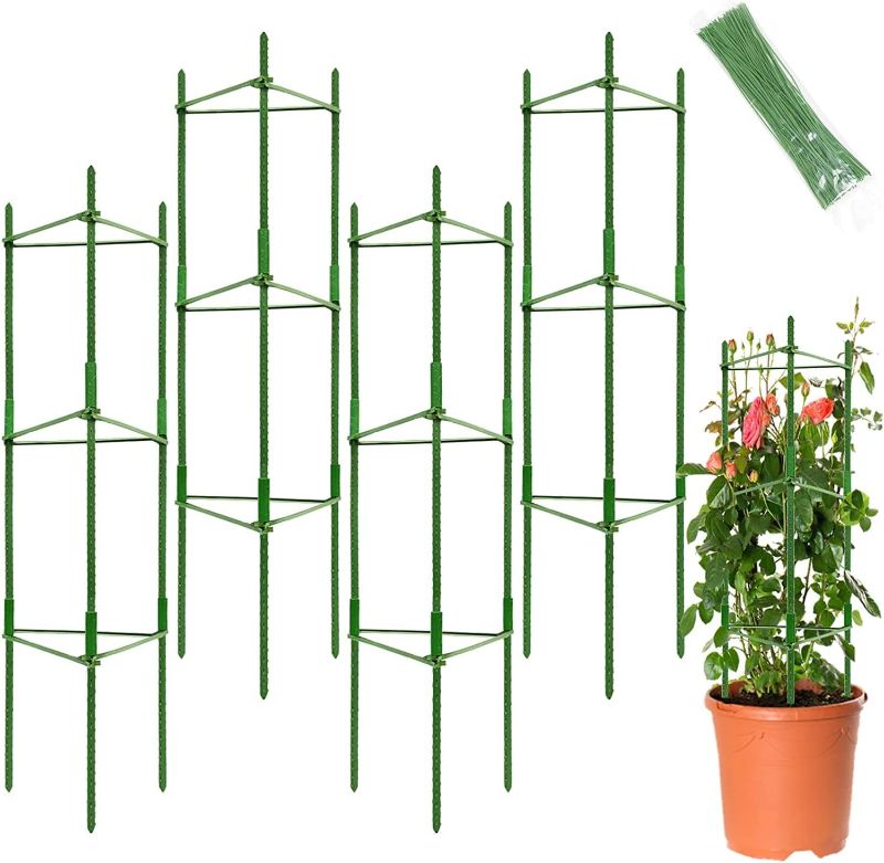 Photo 1 of 4ft 4-Pack Tomato Cage for Garden Plant Support- Up to 48inch Garden Stakes Tomato Cage, Tomato Trellis for Potted Plants, Tomato Cages Plant Stakes for Climbing Vegetables Plants Flowers