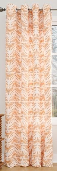 Photo 1 of Boho Curtains 84 Inch Length 1 Panel, Orange Sun Pattern Curtains for Living Room, Farmhouse Grommet Linen Window Treatments Curtains for Bedroom