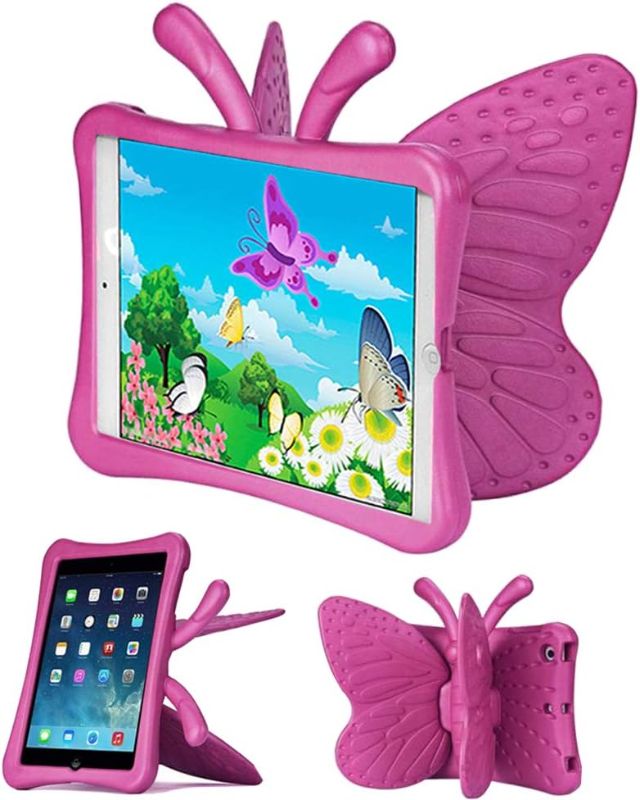 Photo 1 of Kids Case for Apple iPad Mini 5/4/3/2/1 7.9 inch Only, Lightweight Shockproof EVA Foam Stand Cover for iPad Mini, Mini 5 (2019), Mini 4, iPad Mini 3rd Generation, Mini 2 Tablet - Butterfly Rose