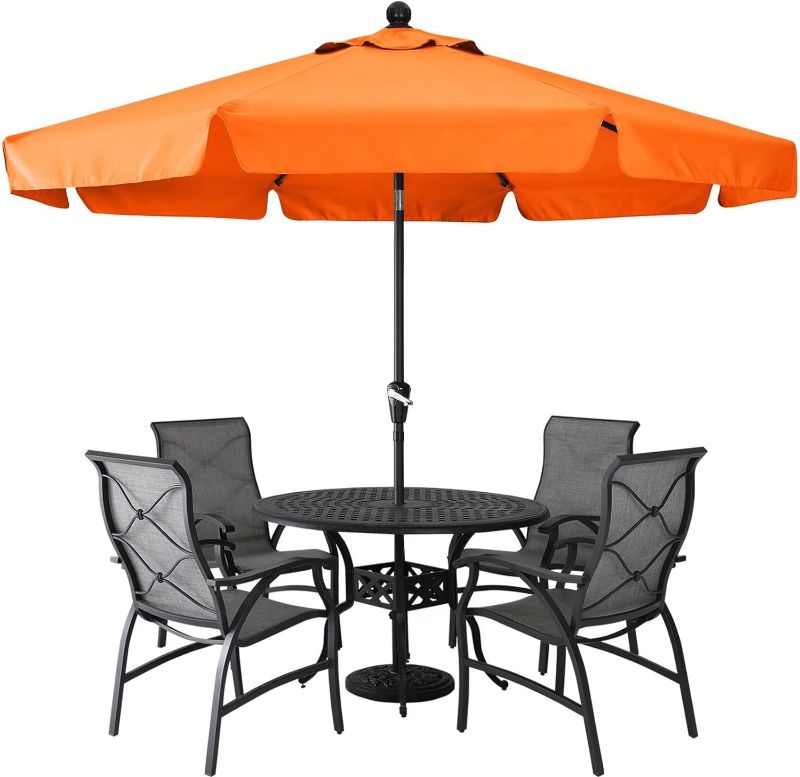 Photo 1 of ABCCANOPY Patio Umbrella 9ft - Outdoor Table Umbrella with Push Button Tilt and Crank, 8 Ribs Umbrella for Patio Pool Garden Deck (Orange)