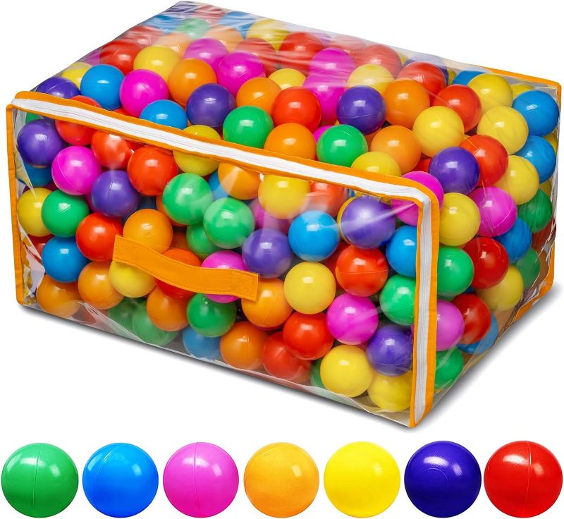 Photo 1 of Ball Pit Balls for Baby and Toddler Phthalate Free BPA Free Crush Proof Plastic - Multicolored Pit Balls in Reusable Play Toys for Kids with Storage Bag