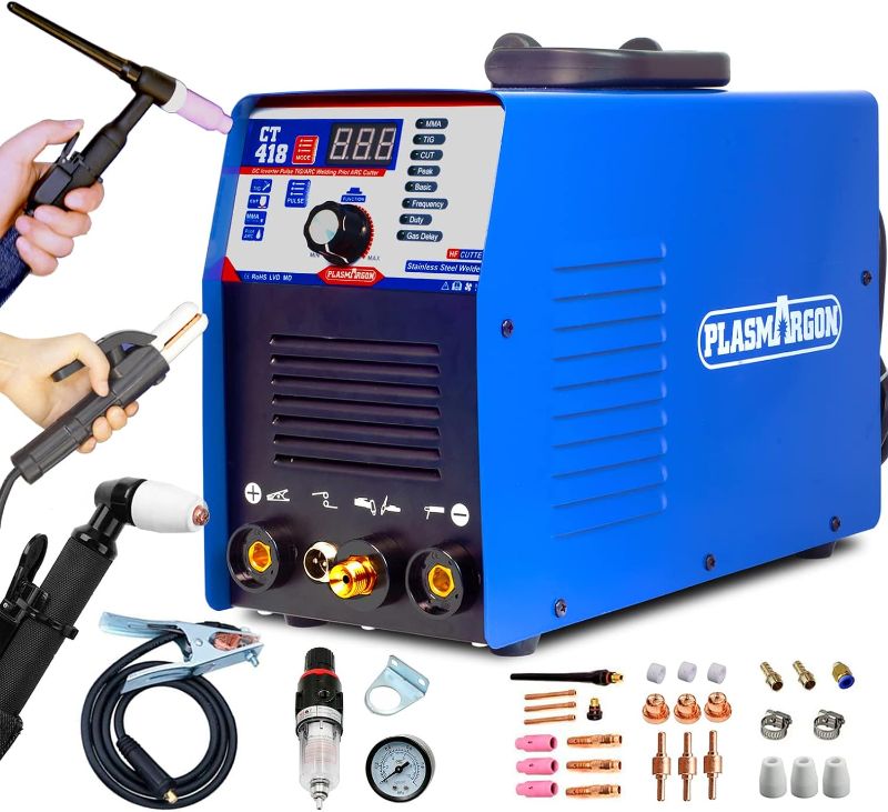 Photo 1 of Plasma Cutter TIG Welder (Pulse) Stick Welder - CT418 3 in 1 Combo Welding Machine, 180A Pulse TIG/Arc Welding, 40A Plasma Cutting, 110/220V Dual Voltage Digital Display Portable Welder Machine