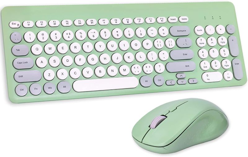 Photo 1 of Arcwares Wireless Keyboard and Mouse Combo, Sweet Green Cute Keyboard, 2.4G USB Ergonomic Full-Sized Mute Keyboard for Computer, Laptop, PC Desktops, Mac
