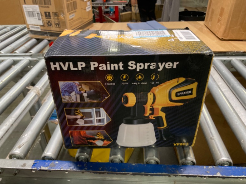 Photo 2 of Paint Sprayer, 700W HVLP Spray Gun with Cleaning & Blowing Joints, 4 Nozzles and 3 Patterns, Easy to Clean, for Furniture, Cabinets, Fence, Walls, Door, Garden Chairs etc. VF803***USED***FOR PARTS ONLY***AS IS ALL SALES ARE FINAL**NO RETURNS***
