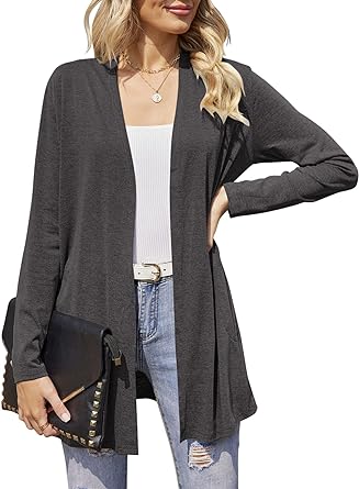 Photo 1 of Hount Women's Lightweight Open Front Cardigans Casual Long Sleeve Cardigan Dusters with Pockets MEDIUM