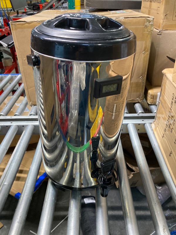 Photo 2 of **HEAVILY USED** WantJoin Insulated Beverage Dispenser-Thermal Hot and Cold Beverage Dispenser-Tea Dispenser-Stainless Steel 12 L Hot Drink Dispenser with Spigot for Hot Tea & Coffee, Cold Milk, Water, Juice(Silver)