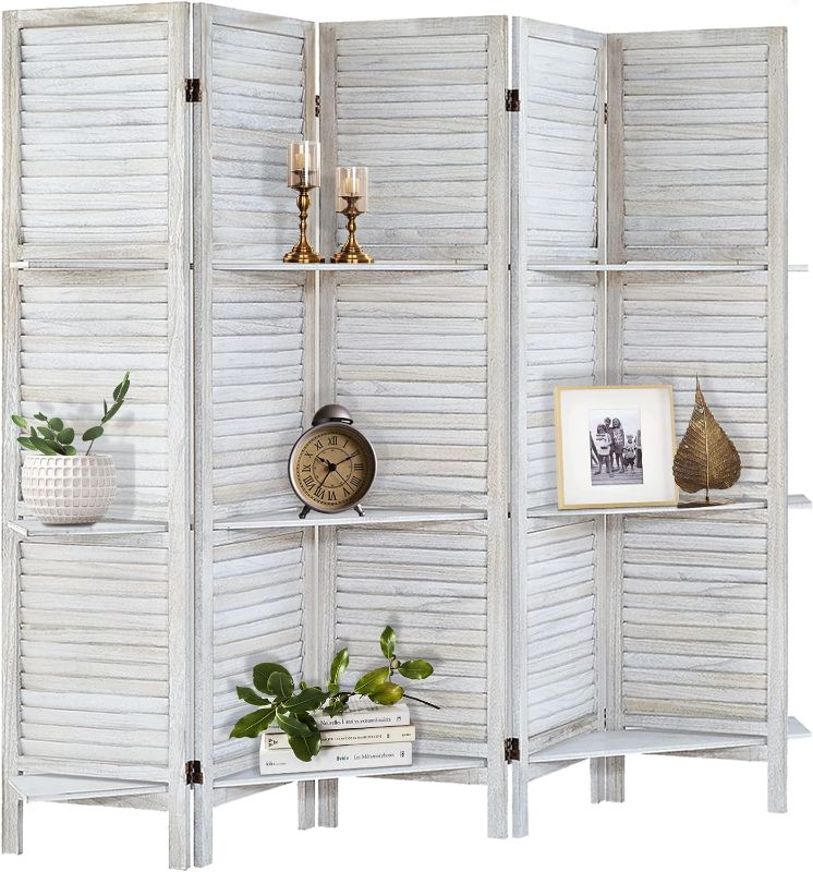 Photo 1 of ****NON FUNCTIONAL//SOLD AS PARTS**** 
Room Divider, Privacy Screen, Room Dividers and Folding Privacy Screens Room Divider Wall Privacy Panels Room Divider with Shelves, Room Partition Separator, 5 Panel Coconut White