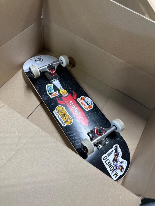 Photo 2 of Magneto Complete Skateboard | Maple Wood | ABEC 5 Bearings | Double Kick Concave Deck | Kids Skateboard Cruiser Skateboard | Skateboards for Beginners, Teens & Adults (Free Stickers Included)
