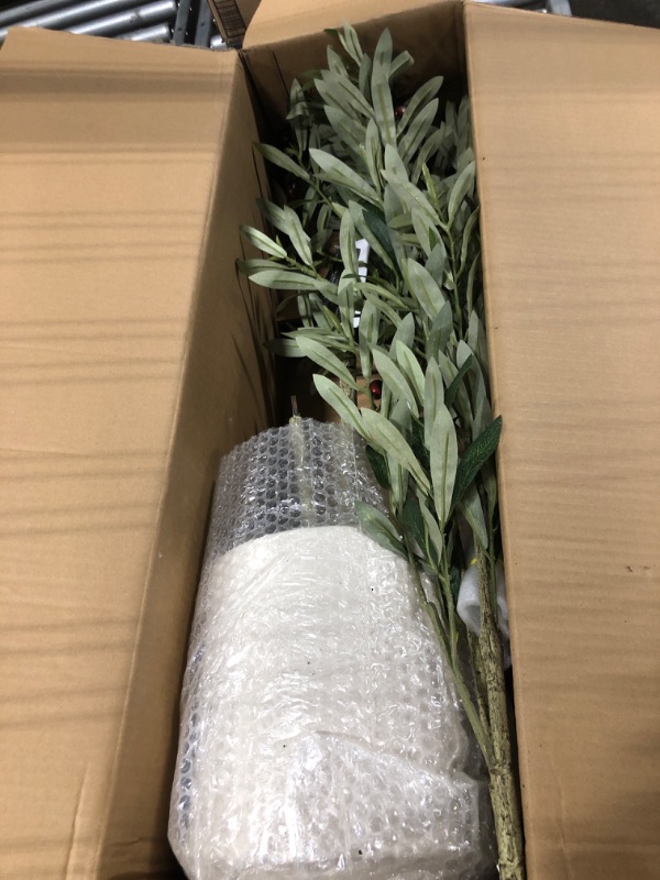 Photo 3 of ***MISSING BRANCHES*** LOMANTO Artificial Olive Trees, 5 ft Tall Fake Olive Trees for Indoor, Faux Olive Silk Tree, Large Olive Plants with White Planter for Home Decor and Housewarming Gift, 1 Pack