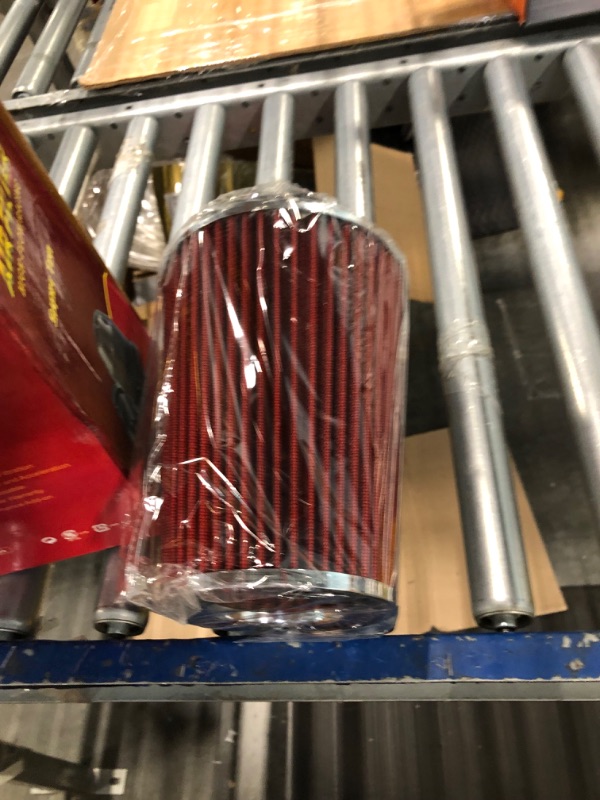 Photo 2 of Universal Clamp-On Air Filter, Washable Filter, High Flow Tapered Air Intake Cone Filter, Flange Diameter 3 Inch - Red Flange Diameter: 3"-76mm Flange Diameter: 3"-76mm-red