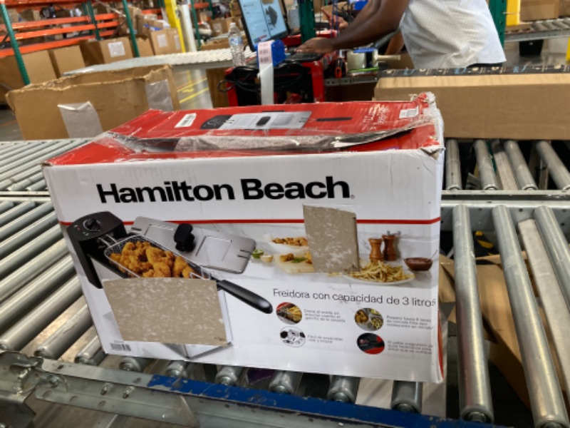 Photo 2 of **parts only **Hamilton Beach 35032 Professional Style Electric Deep Fryer, Frying Basket with Hooks, 1500 Watts, 3 Liters, Stainless Steel Stainless Steel 1500 Watts, 3 Ltrs New for 2021 Deep Fryer