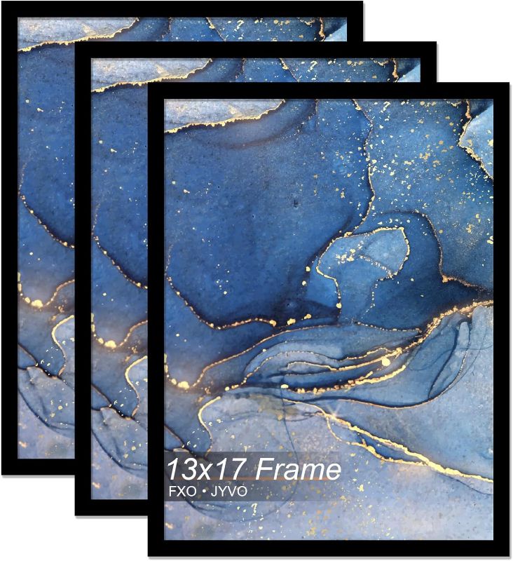 Photo 1 of 13x17 Picture Frame Set of 3, Black Frame for 13 x 17 Inch Picture Poster Photo, Light Weight and High Transparent 13 by 17 Frame for Wall - 3 Pack/Black/13 x17
