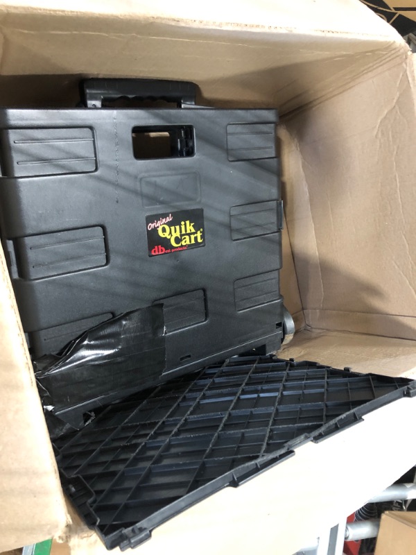 Photo 1 of **HEAVILY USED** dbest products Quik Cart Collapsible Rolling Crate on Wheels for Teachers Tote Basket 80 lbs Capacity, Made from Heavy Duty Plastic Used as a Seat, Black
