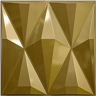 Photo 1 of STICKGOO Diamond 3D Wall Panels Peel and Stick, Brushed Gold Decorative Wall Covering Panels for Interior Wall Decor, PVC Accent Wall Panels with Double Sided Tape Attached