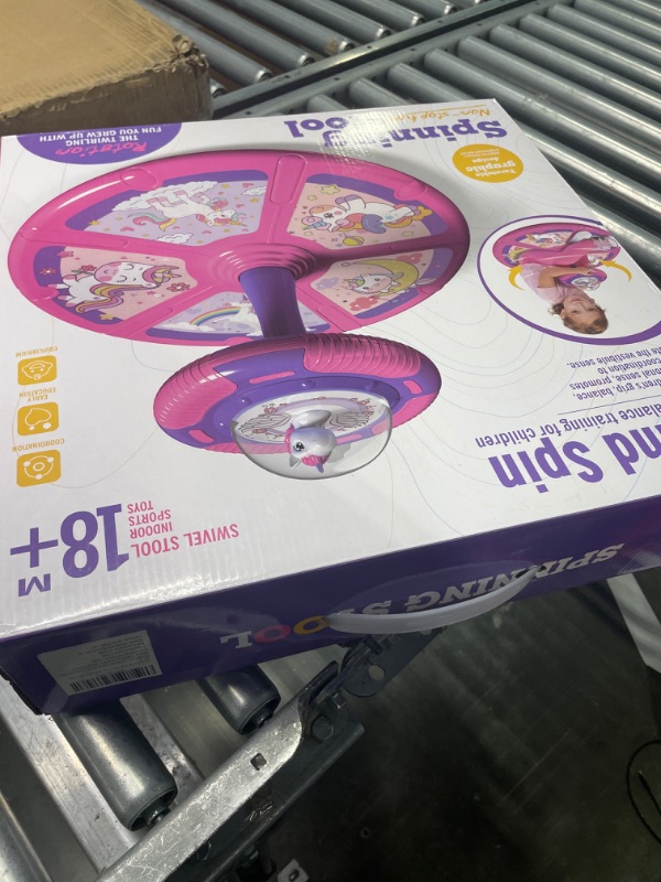 Photo 2 of beefunni Unicorn Sit and Spin Toy for Toddlers Girls 1 2 3 4 Years Old, Birthday Gift for Kids Ages 1-3, with LED and Music,360° Spin Pink