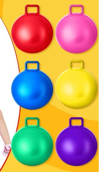 Photo 1 of 6 Pcs Hopper Ball Jumping Hopping Inflatable Ball Bouncing Ball with Handle and Air Pump Outdoor Games for Kids Sport Exercise