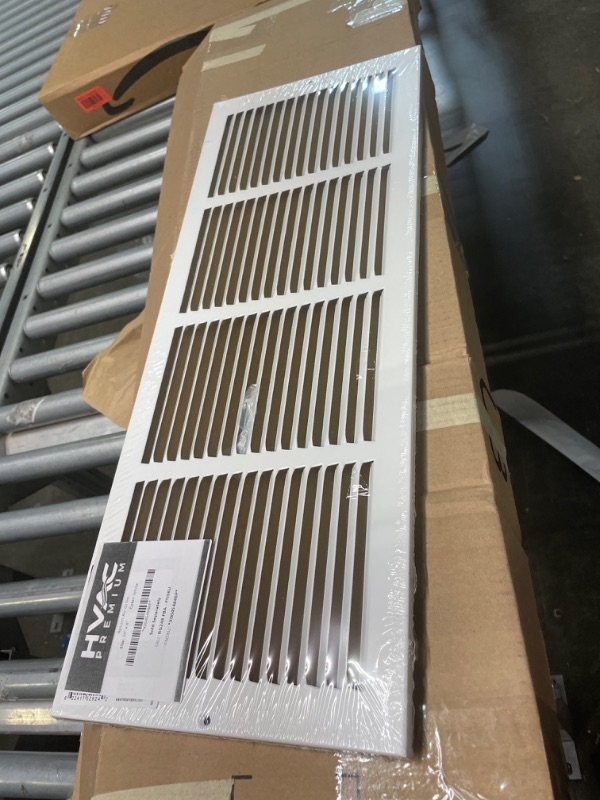 Photo 2 of 24"w X 8"h Steel Return Air Grilles - Sidewall and Ceiling - HVAC Duct Cover - White [Outer Dimensions: 25.75"w X 9.75"h] 24 X 8 White