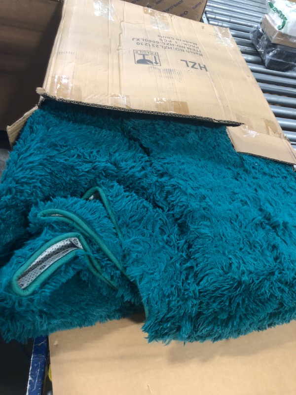 Photo 2 of **SIZE UNKNOWN** BENRON Living Room Rug Area Rug Teal Blue Fluffy Rugs for Bedroom Fuzzy Rugs for Girls Kids Room Shag Faux Fur Rug Memory Foam Rug Anti-Slip Carpets Teal 