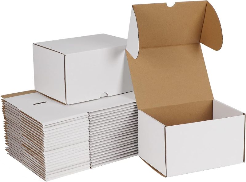 Photo 1 of ZBEIVAN 7x5x4 White Shipping Boxes Set of 50, Corrugated Cardboard Mailer Boxes for Packaging Small Business Mailing Gifts
