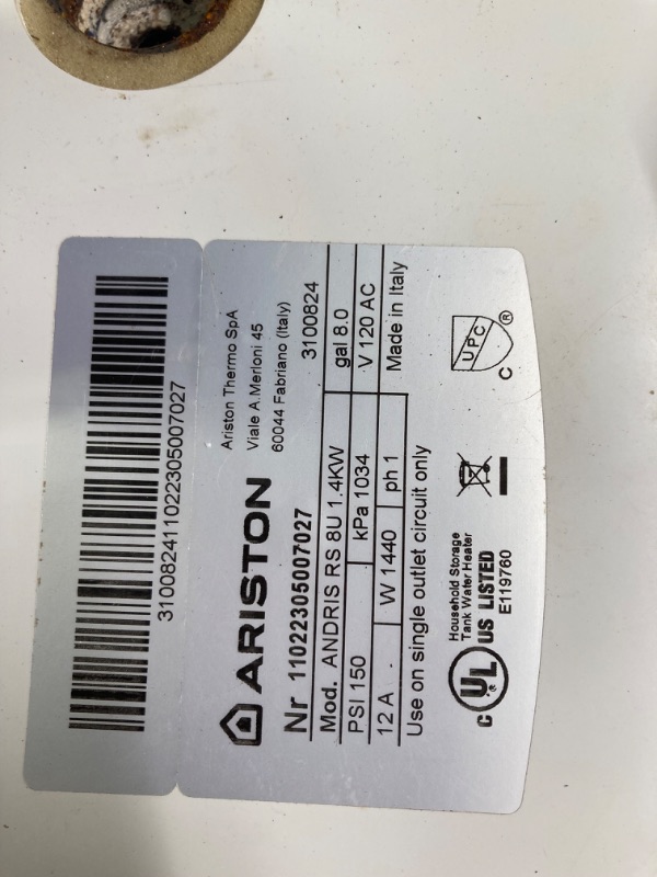 Photo 8 of Ariston Andris 8 Gallon 120-Volt Point of Use Mini-Tank Electric Water Heater