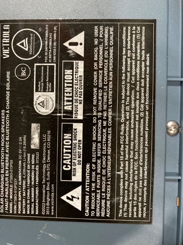 Photo 10 of ***USED***FOR PARTS ONLY***SOLD AS IS ***ALL SALES ARE FINAL**NO RETURNS**ONE OF THE ROCKS IS CRACKED*** Victrola Pair of Solar Charging Bluetooth Outdoor Rock Speakers