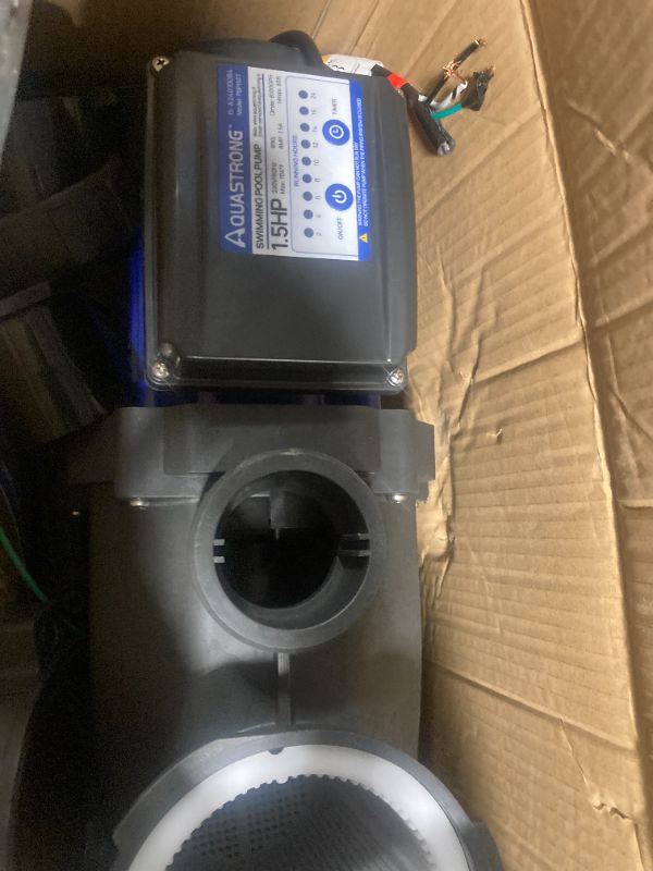 Photo 5 of ****USED*** AQUASTRONG 1.5 HP In/Above Ground Single Speed Pool Pump, 225V, 8100GPH, High Flow, Powerful Self Primming Swimming Pool Pumps with Filter Basket
