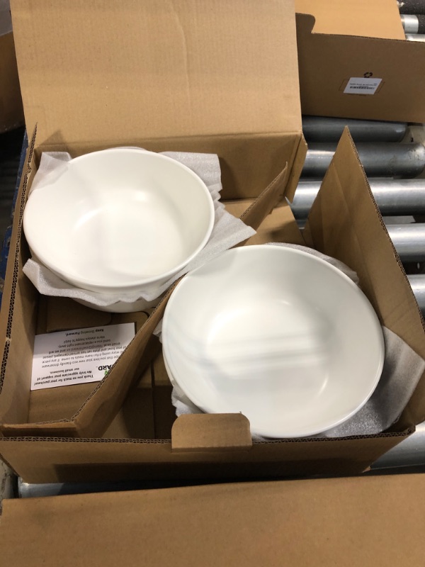 Photo 4 of ***USED** Grow Forward Porcelain Plates and Bowls Sets for 4 - Modern Aesthetic Ceramic Dinnerware Set - 4 Dinner Plates and 4 Dinner Bowls - Oven, Dishwasher & Microwave Safe Kitchen Dishes - Matte White