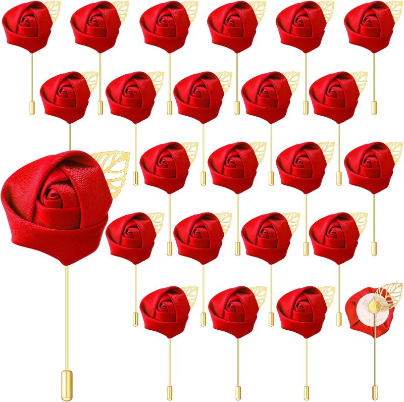 Photo 1 of  Groom Boutonniere Rose Boutonniere Wedding Buttonholes Pocket Boutonniere 10 pcs 