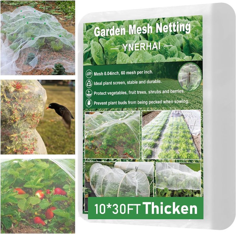 Photo 1 of 10 * 30FT Thickened Garden Netting Mesh Barrier, Ultra Fine Plant Netting for Garden Protection, Fruit Tree Netting for Blueberry Bushes, Row Covers for Vegetables, Mosquito Netting for Patio