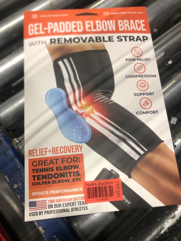 Photo 2 of ***USED***SIZE:XS***DR. BRACE® ELITE Elbow Brace support, Breathable Elbow Compression Sleeve with Gel Pad for Golfer's, Tennis Elbow & Tendonitis Treatment & Pain Relief - With Removable Arm Wrap for Daily Wear / Weightlifting / Sport 2024 (Black-White, 