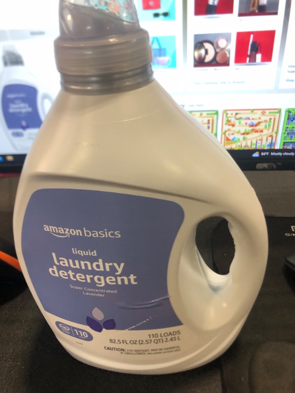 Photo 1 of Amazon Basics Concentrated Liquid Laundry Detergent, Lavender, Enough for 110 Loads, 82.5 Fl Oz Lavender 82.5 Fl Oz (Pack of 1)