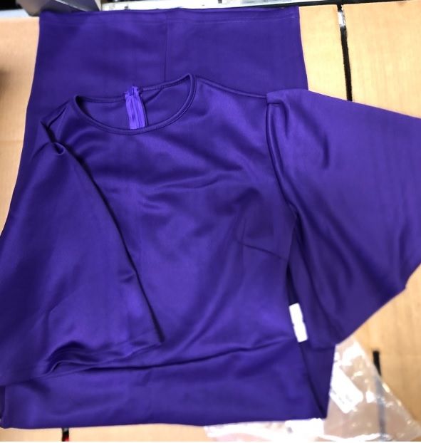 Photo 2 of ****USED** Memoriesea Women's Basic Bodycon Ruffle Flared Short Sleeve Pencil Midi Dress Purple SIZE L